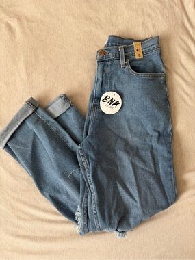 Vibrant Medium Blue Mom Jeans